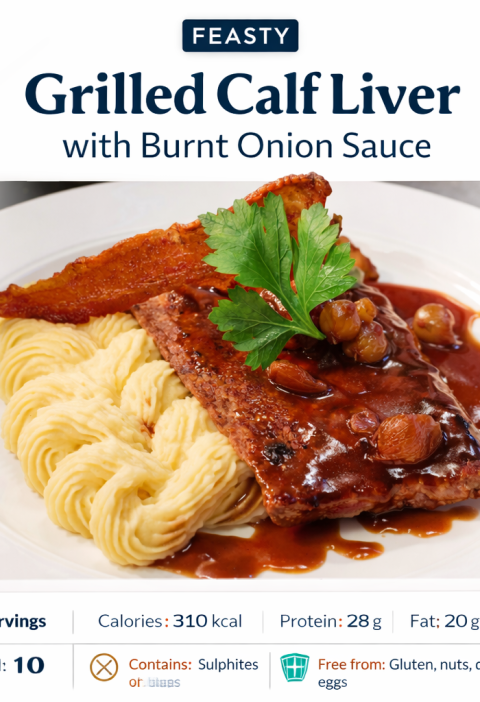 Grilled Calf Liver With Burnt Onion Sauce