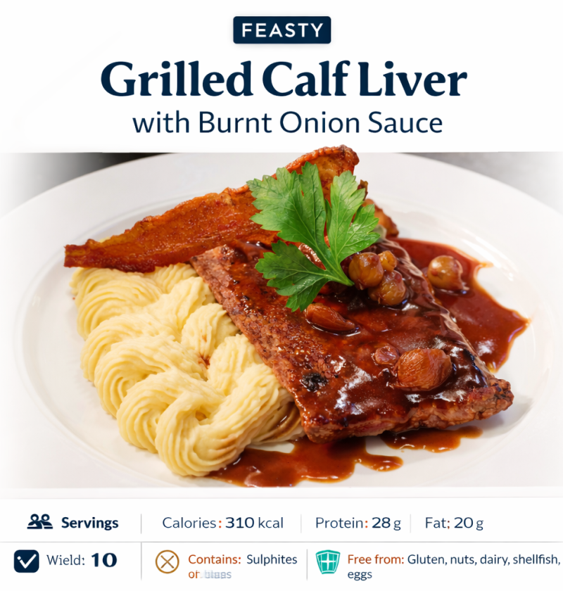 Grilled Calf Liver With Burnt Onion Sauce